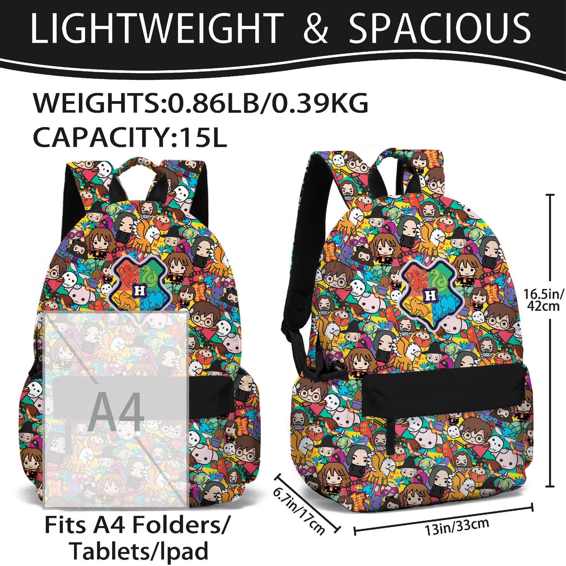 (Backpack) Harry Potter School Bag Backpacks For Girls Boys Large Rucksack For School Travel Gifts For Boys Girls Teenagers