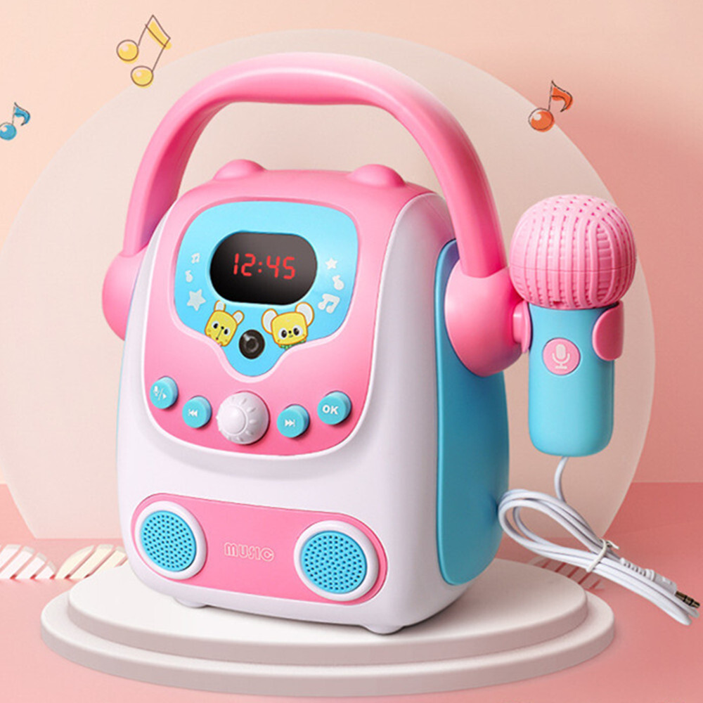 Portable Children Karaoke Machine Bluetooth Speaker Music Player Baby Wireless Audio With Microphone Child Recording Lights Toy