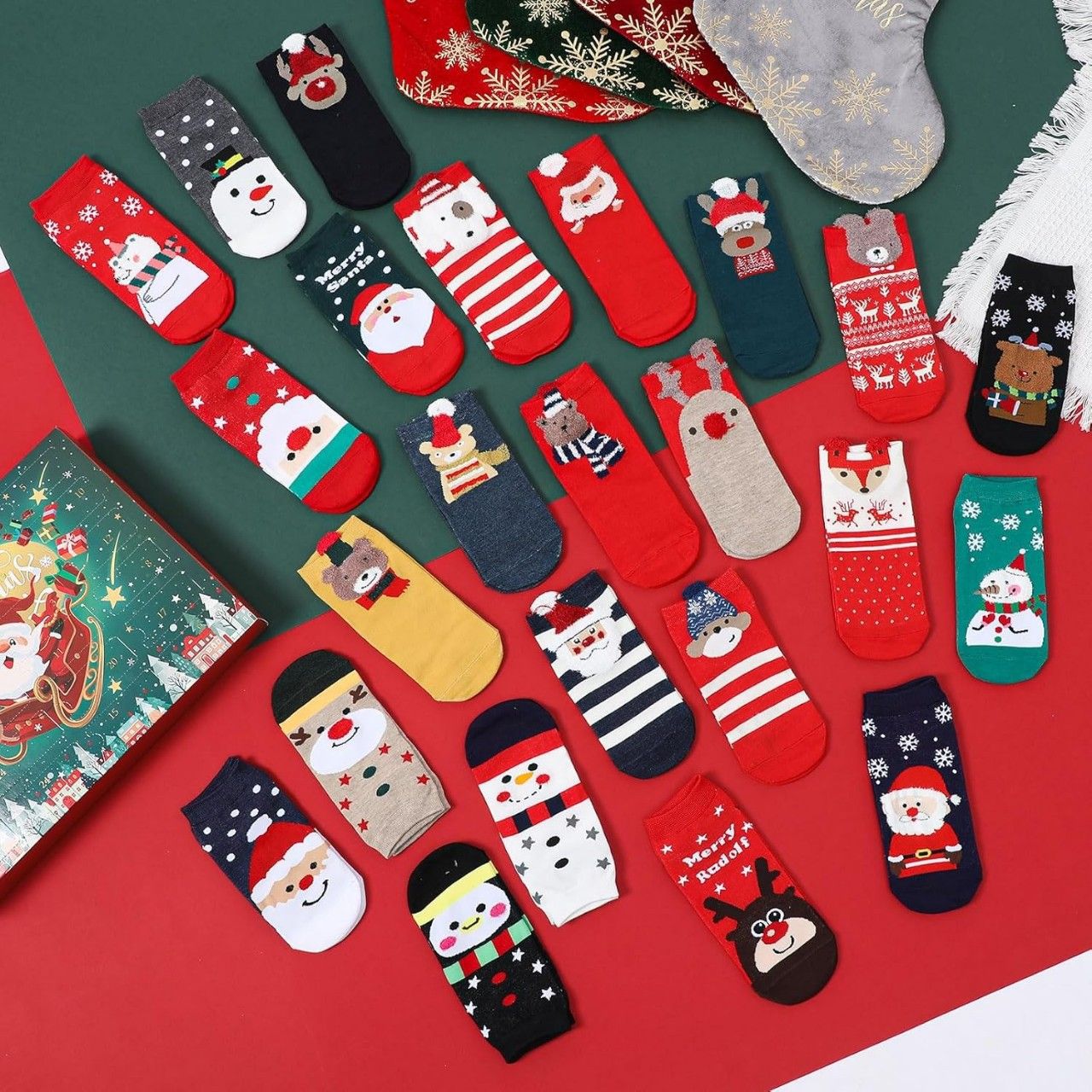 Christmas Stocking Advent Calendar Fun Christmas Countdown Calendar 24 Days Of Advent Box Socks Christmas Socks Children Santa Claus New Year Gift