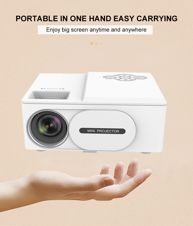 (White) Mini Portable Projector Beam Projector HD Port Support 1080P 4k Resolution Built-in Stereo Home Theater Cinema Projector Electronic LCD Theater