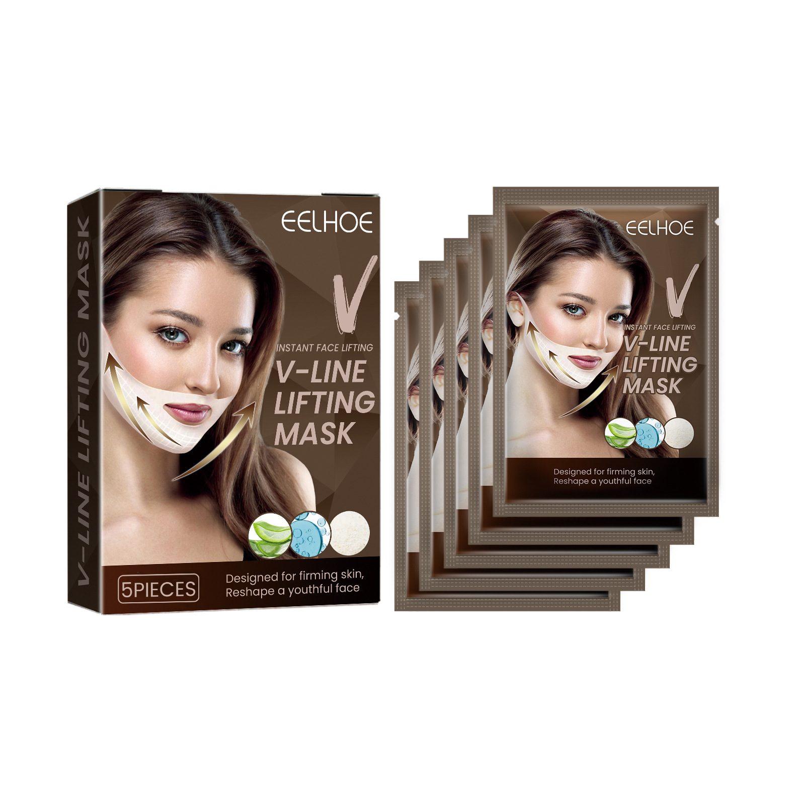 (1 pack in bag) V Shaped Slimming Face Mask Patch Double Chin Reducer Strap Chin Contour Firming Tightening Strap Face V Line Lifting Mask Face Care Product