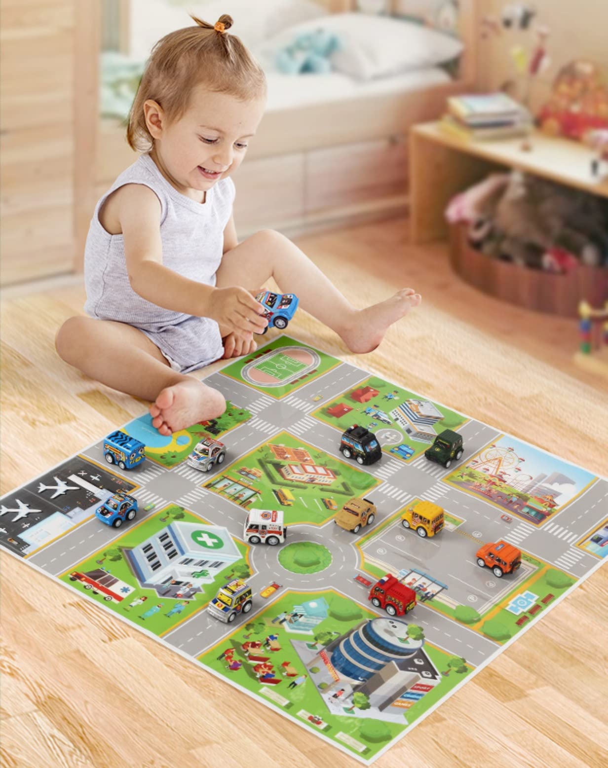 Advent Calendar 2022 Pull Back Car Toys Set with Game Map 24 PCS Construction Cars for Christmas Stocking Stuffers Surprise Christmas Gifts Kids Boys Girls Toys Blind Box Countdown Calendar