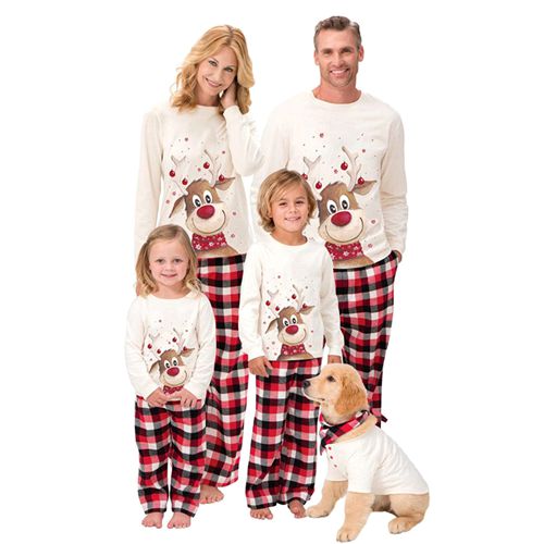 Xmas Family Matching Pajamas Set Cute Deer Adult Kid Baby Family Matching Outfits 2023 Christmas Family Pjs Dog Clothes Scarf