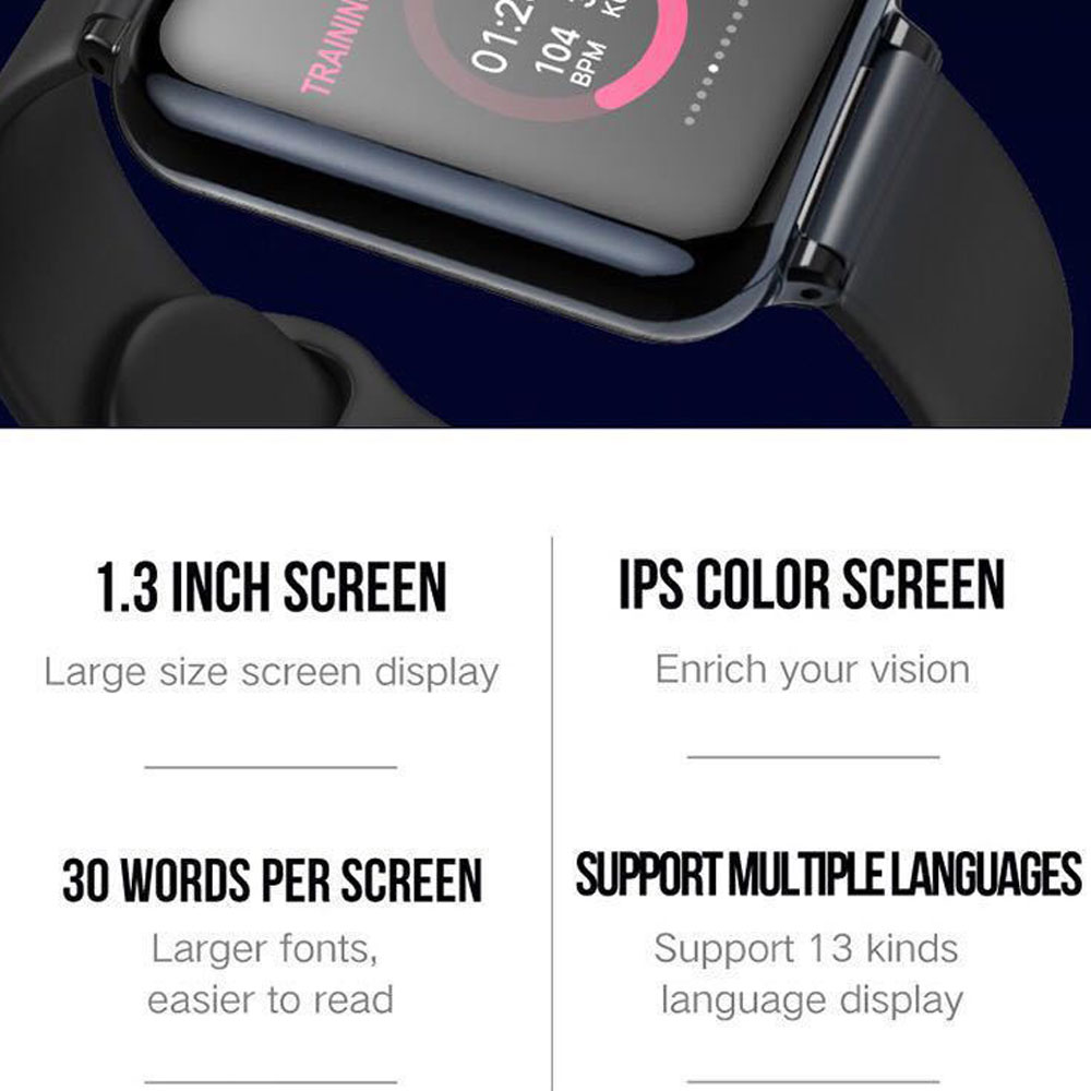(White) Smart Watch Waterproof Heart Rate Blood Pressure Oxygen Monitoring HD Screen Man Women Sport Smartwatch For Android IOS