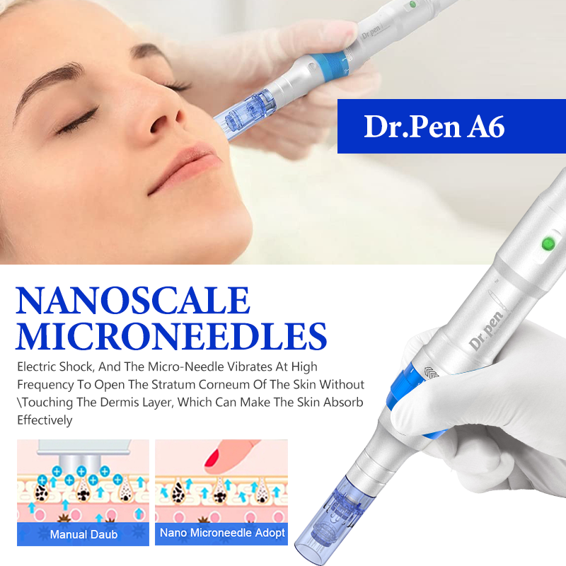 Dr. Pen Ultima A6 Micro Needle Pen Auto Electric Microneedling Pen Professional Kit Wireless Derma Beauty Pen Rejuvenation Machine Roller Skin Care Kit 5pcs 12pins 5pcs 36pins 5pcs 42pins 5pcs Nano Round Pin Cartridges