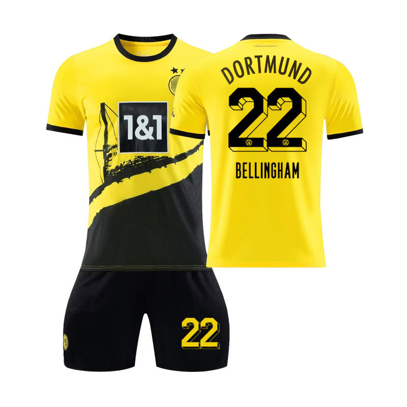 (Kids 16) 23-24 Dortmund Home Football Jersey BELLINGHAM No. 22 Training T-shirt Suit For Kids Adults Boys