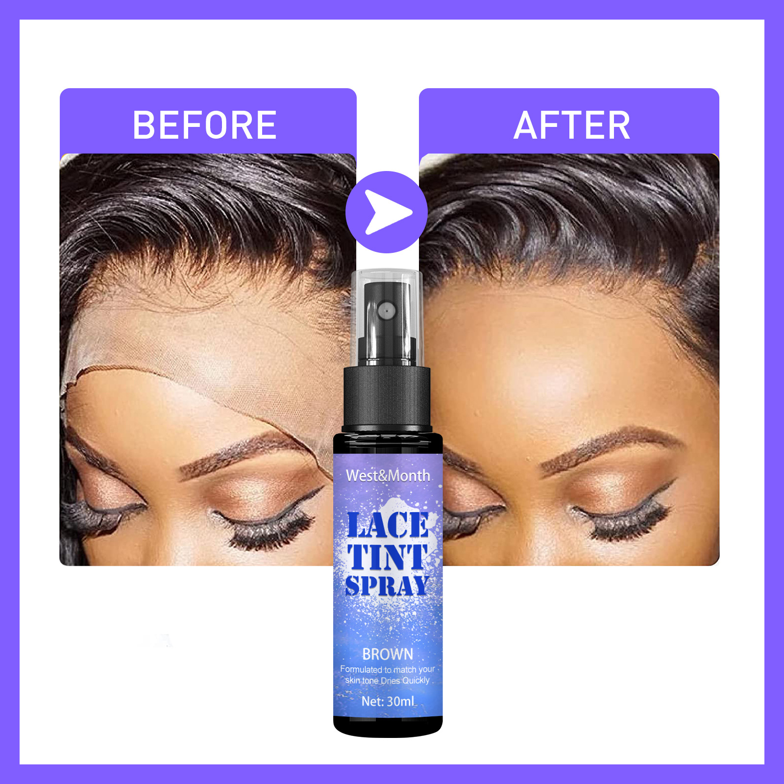 Wigs Lace Tint Spray Seamlessly Blended Spray For Wigs Natural Lace Tint Mousse Strong Natural Finishing Even Spray Hair Salon 30ml