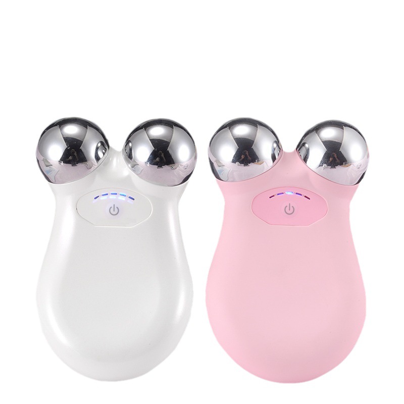 (Pink) Microcurrent Facial Roller Mini Face Massager Skin Massager EMS Slimming Beauty Machine Facial Skin Tightening Firming Facial Lifting Rejuvenation Spa