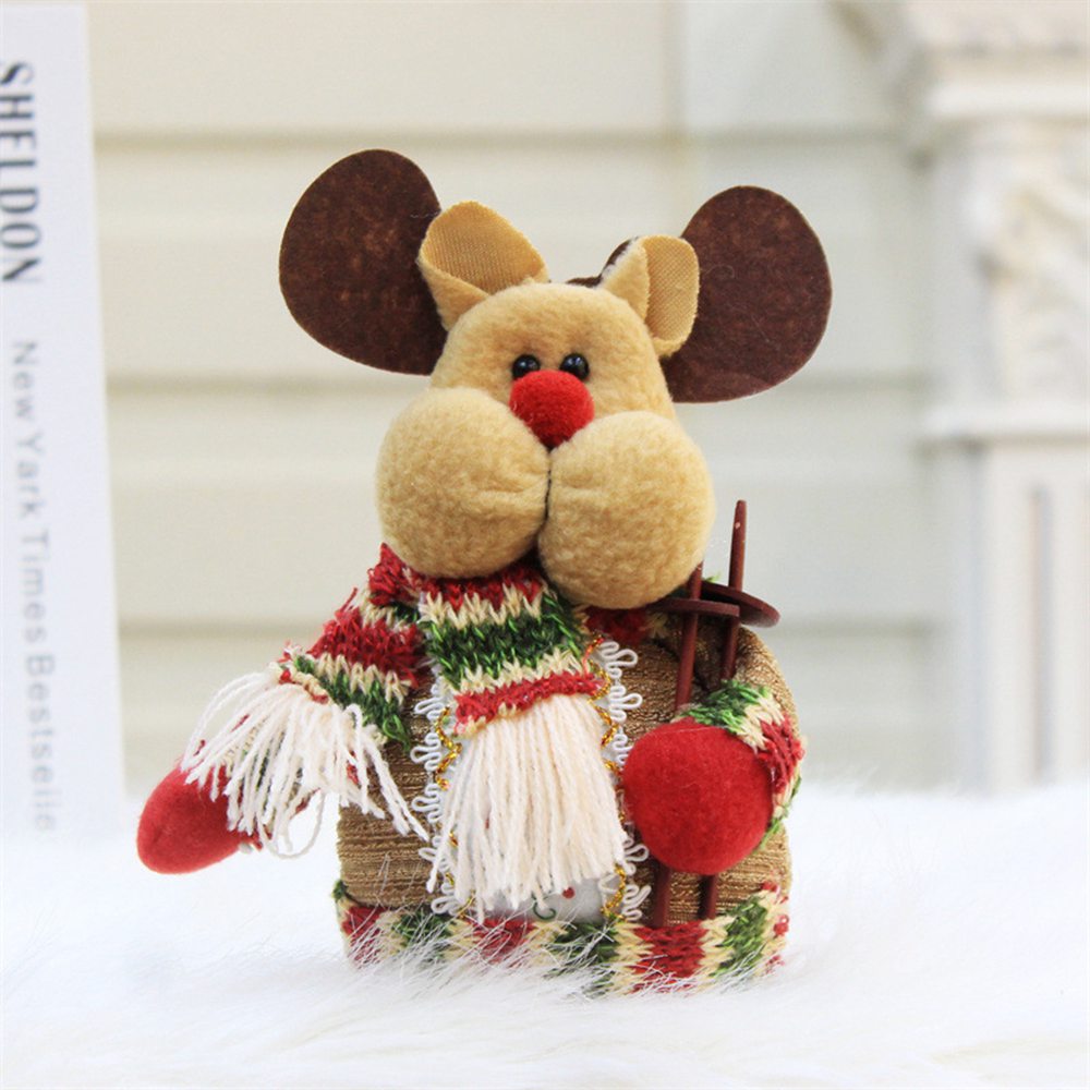 (Santa Claus) Cute Christmas Santa Snowman Deer Doll Decoration Gift Doll Christmas Tree Hanging Ornament New Year Xmas Home Decoration