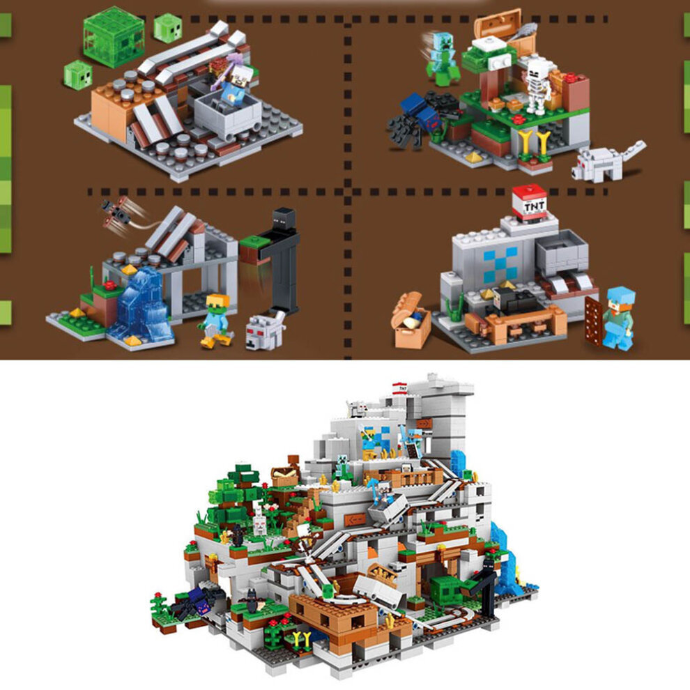 900pcs Minecraft Building Blocks Set The Mountain Cave My World Series fit for LEGO