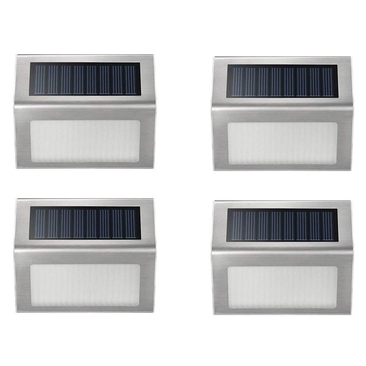 4pcs Solar Deck Lights Outdoor Garden Stainless Steel Wireless Illuminate