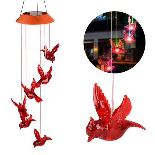 Cardinals Solar Wind Chimes Light  Garden Courtyard Lawn Decoration Gifts