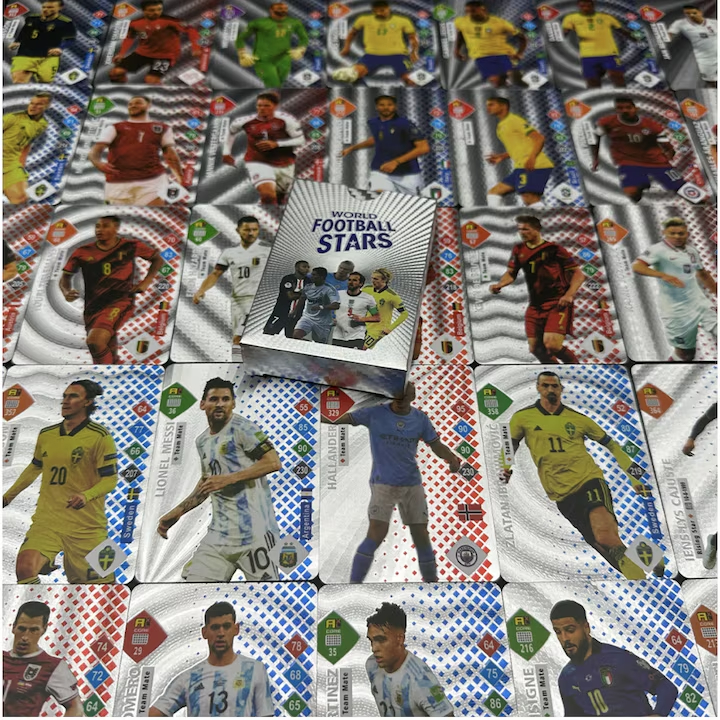 World Football Stars 55Pcs Silver Cards Trading Cards Games Plastic Material Football Player Toys Card Soccer Cards Childrens Fan Kids Gifts Packs