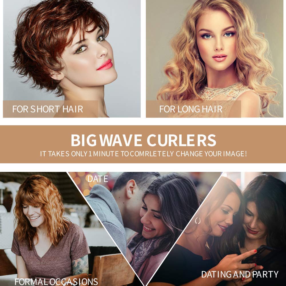 (22mm) Hair Curler 3 Barrel Hair Waver Curling Iron Hair Curling Wand Two Speed Temperature Control Big Wave Electric Hair Crimpers Tongs Best Gift for Women