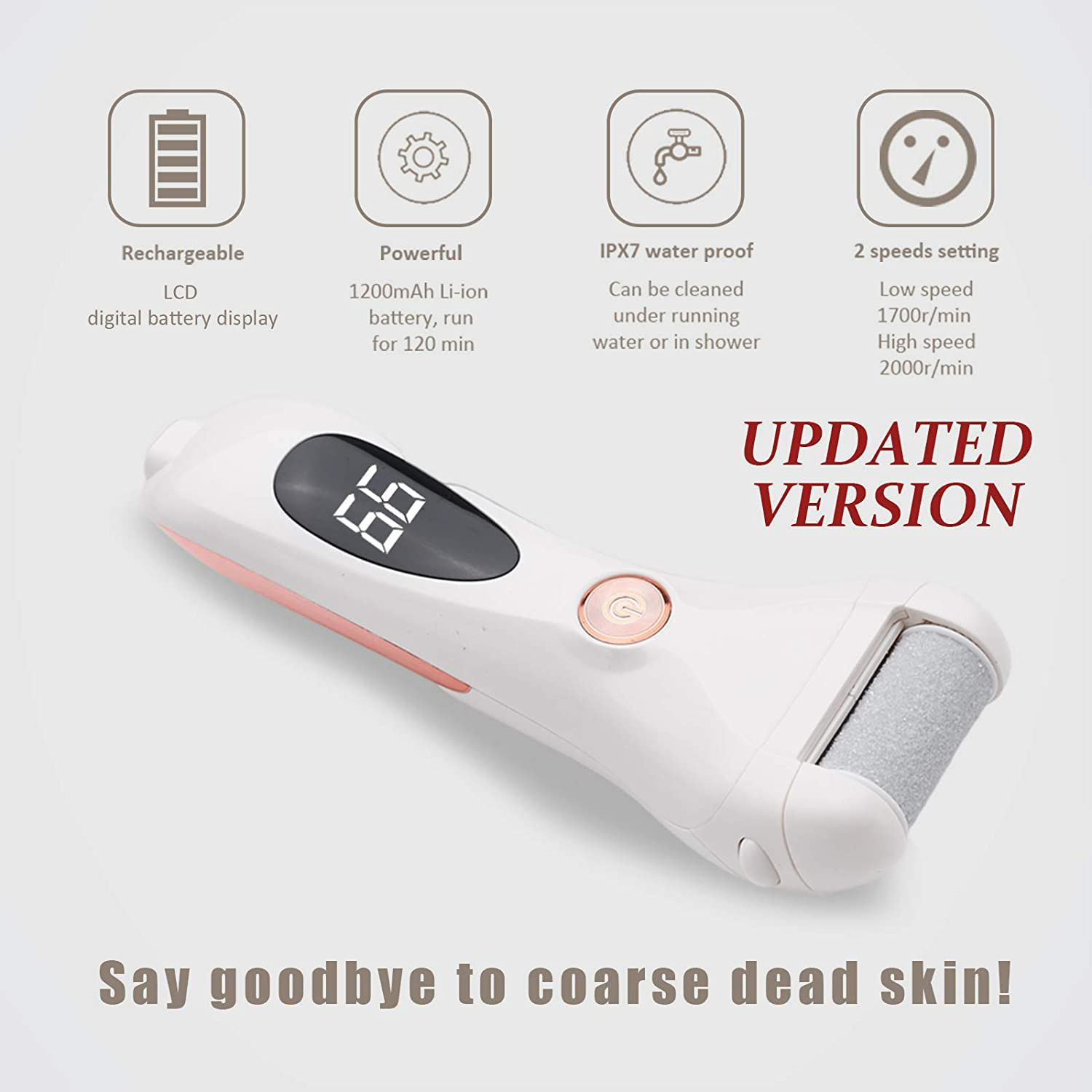 Electric Foot File Pedicure Remover Feet Hard Skin Shaver Rechargeable Waterproof Tools Foot Scrubber Pedicure kit for Cracked Heels and Dead Skin