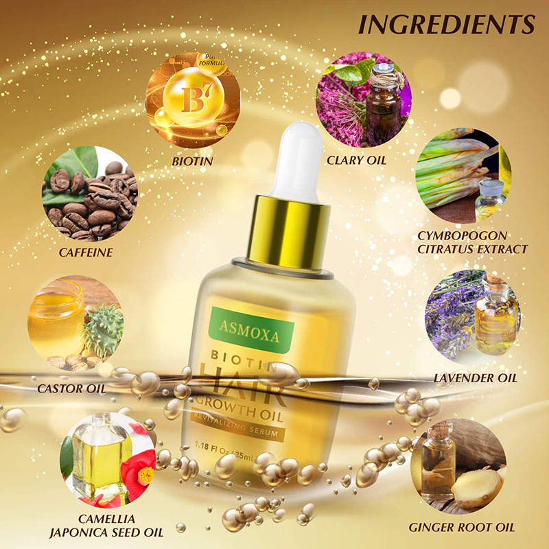 Hair Growth Essential Oil Hair Strengthening Oil Vitamin B7 Anti Hair Loss Woman Mild Care Head Scalp Nourishing Root Moisturizing Serum Hair Care 35ml
