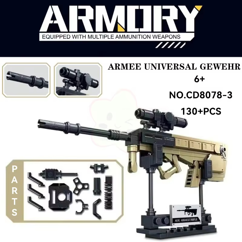 (AK~47) Military Weapon AK47 Barrett Super Magnum Assault Sniper Rifle Model Building Blocks Imitation Gun Bricks Toys