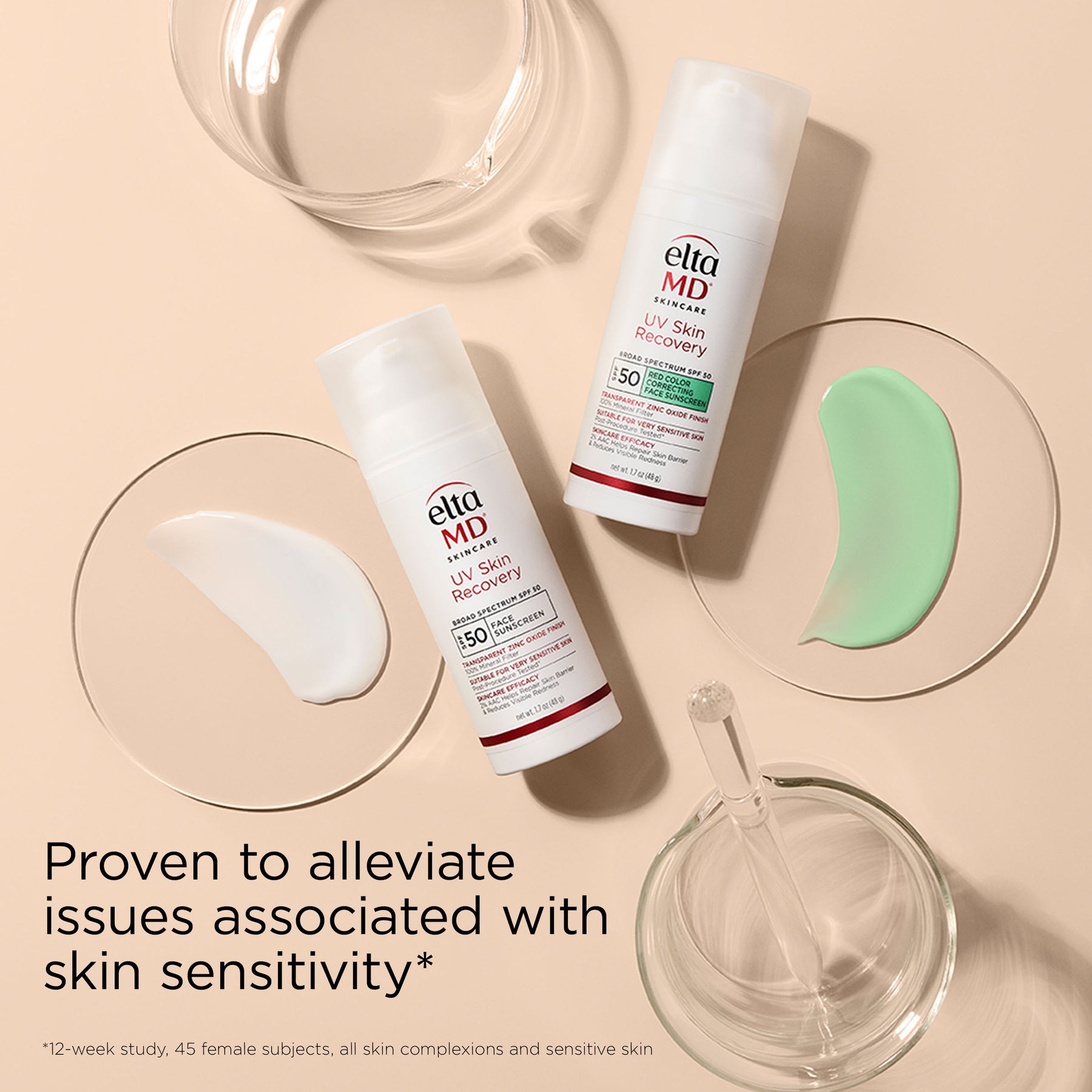EltaMD Green Tint Sunscreen UV Skin Recovery Red Color Correcting Green Tint Broad Spectrum SPF 50 1.7 oz / 48g