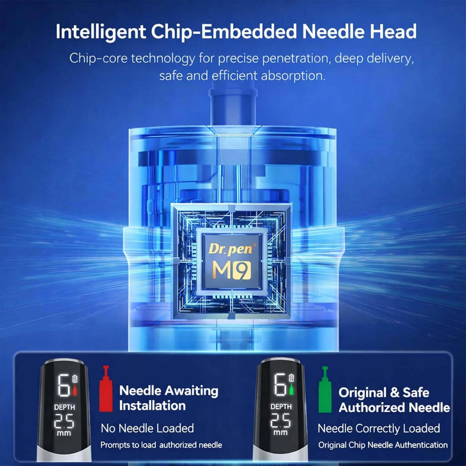 Dr. Pen M9 Microneedling Pen Smart Skincare Pen Device with 2x18Pin Cartridges Wireless 6 Speed Depth Smart Adjustable Control Intelligent Chip System Type C Re