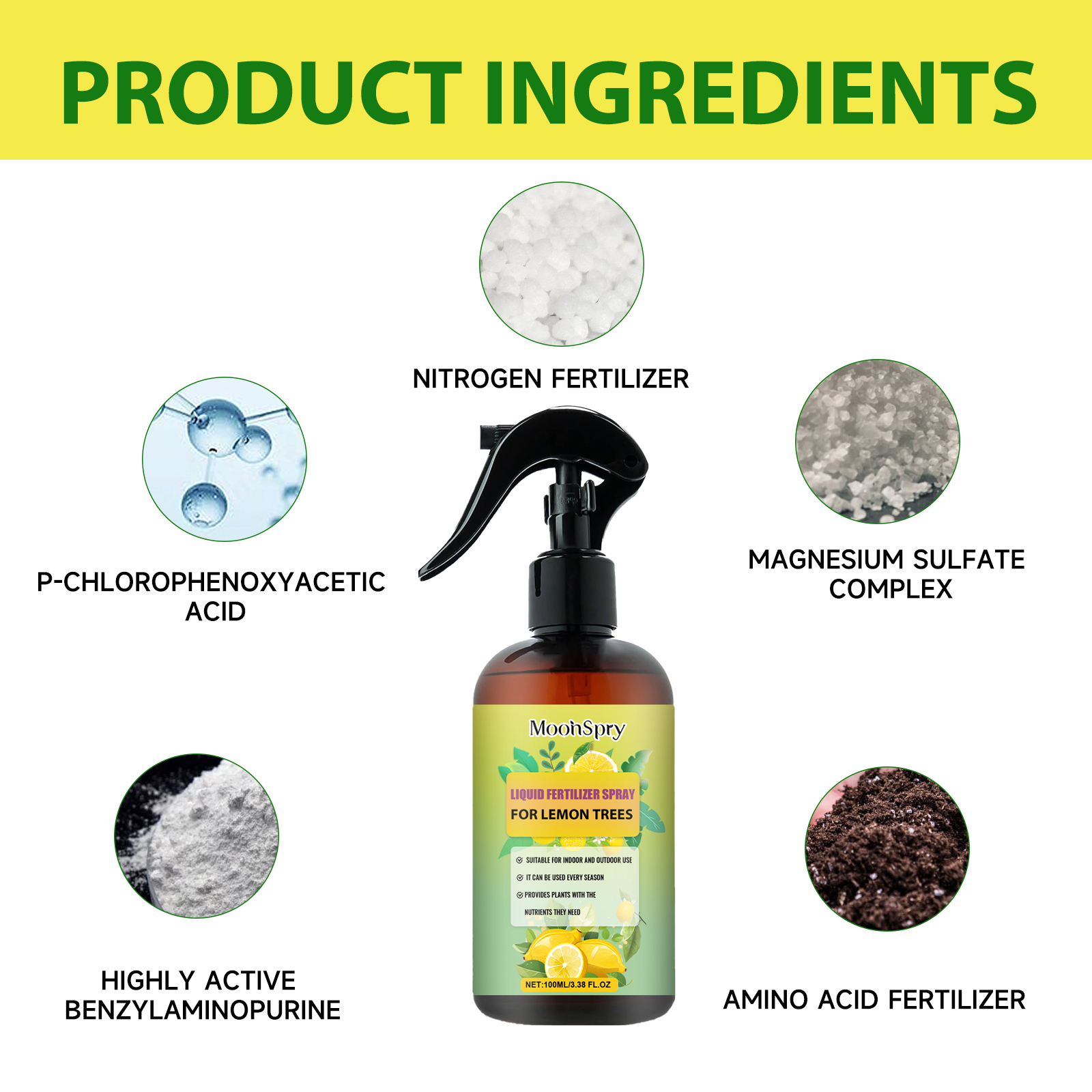 100ml Lemon Tree Fertilizer - Leaf Growth Nutrient & Root Stimulator, Plant Growth Promoter & Seedling Booster, Garden Food ﻿