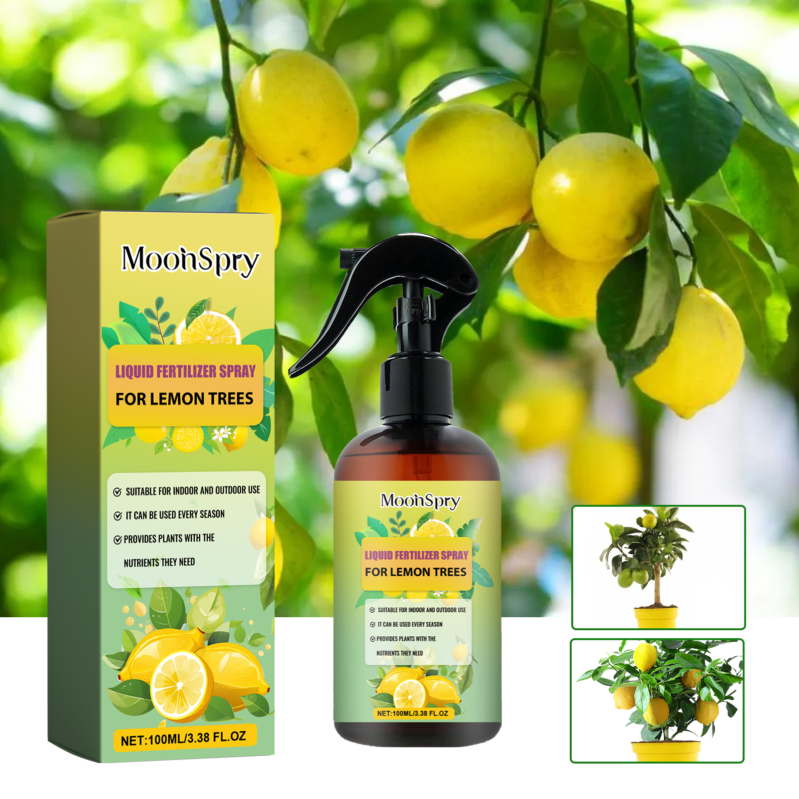 100ml Lemon Tree Fertilizer - Leaf Growth Nutrient & Root Stimulator, Plant Growth Promoter & Seedling Booster, Garden Food ﻿
