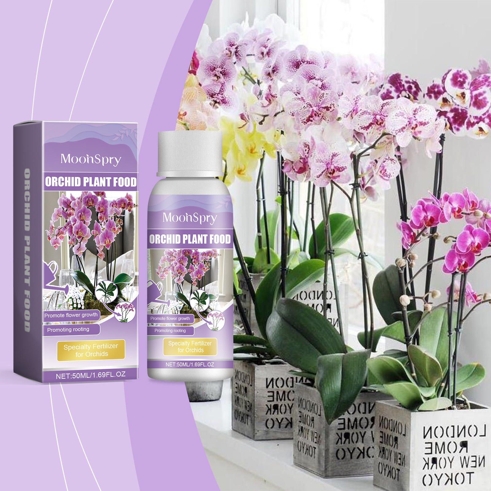 50ml Orchid Special Liquid Flower Fertilizer Hydroponic Garden Plant Nutrition Growth Supplement Compound Nutrients for Flowers