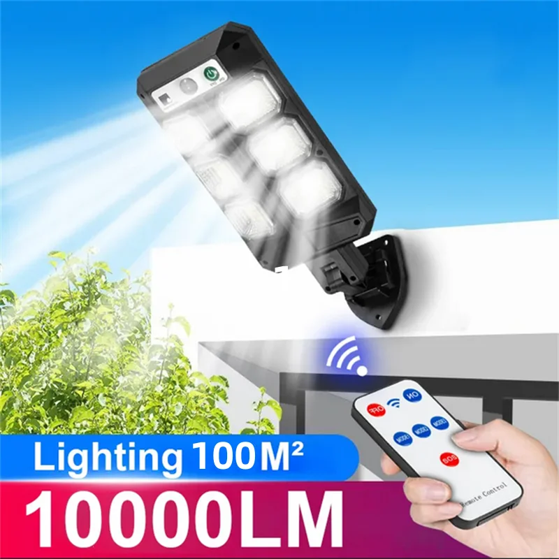 (1 PCS) Solar Outdoor Motion Sensor LED Street Light IP65 3 Modes Remote Control