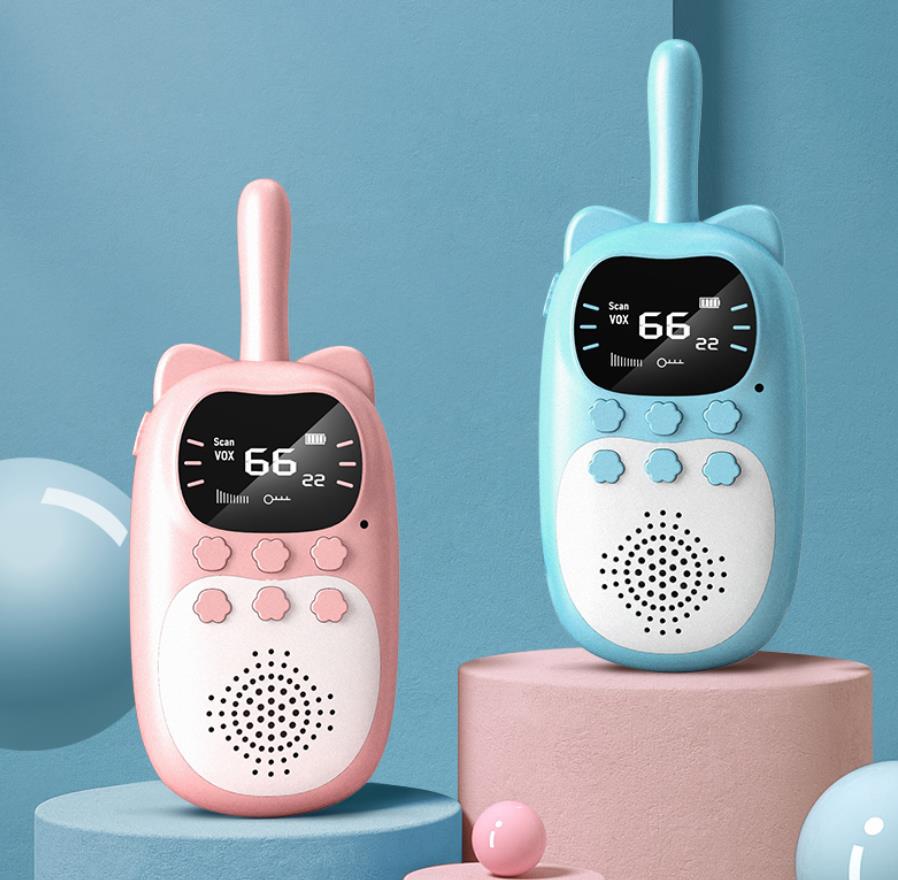(PK) Kids Walkie Talkie Rechargeable 1000mAh Handheld 0.5W 3km Radio Transceiver Interphone for Children Toys Birthday Gifts