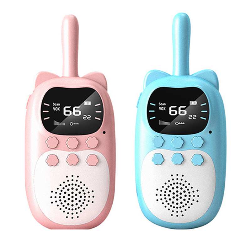 (PK) Kids Walkie Talkie Rechargeable 1000mAh Handheld 0.5W 3km Radio Transceiver Interphone for Children Toys Birthday Gifts