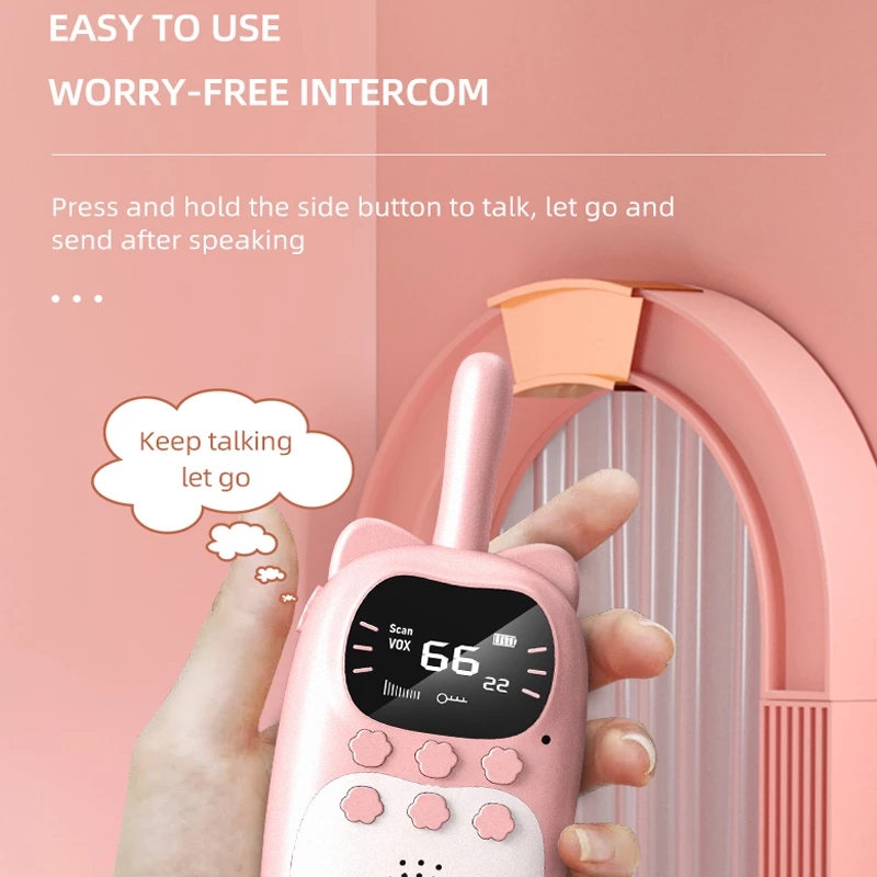 (PK) Kids Walkie Talkie Rechargeable 1000mAh Handheld 0.5W 3km Radio Transceiver Interphone for Children Toys Birthday Gifts