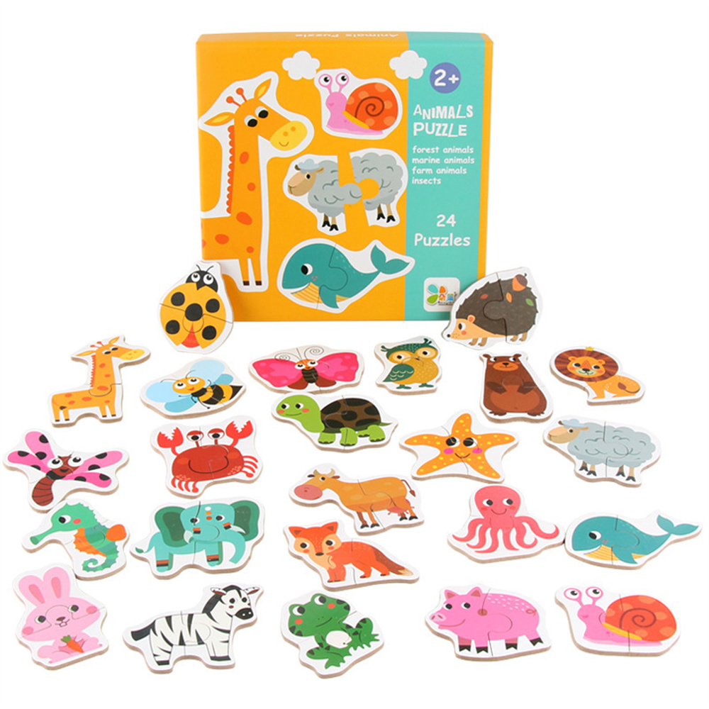 (animal) Kids Wooden Jigsaw Matching Puzzle Game Baby Early Learning Cognition Animal Fruit Traffic Educational Toys for Children Gifts
