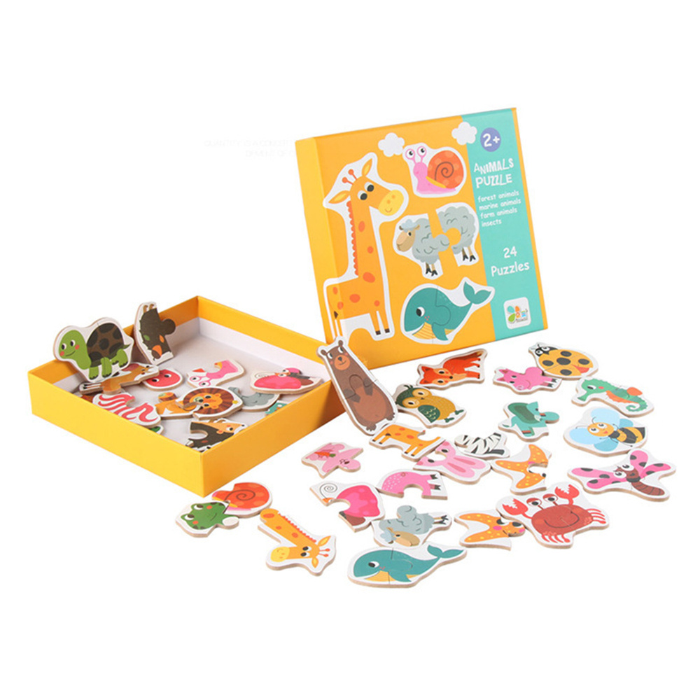 (animal) Kids Wooden Jigsaw Matching Puzzle Game Baby Early Learning Cognition Animal Fruit Traffic Educational Toys for Children Gifts