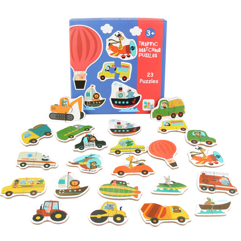 (animal) Kids Wooden Jigsaw Matching Puzzle Game Baby Early Learning Cognition Animal Fruit Traffic Educational Toys for Children Gifts