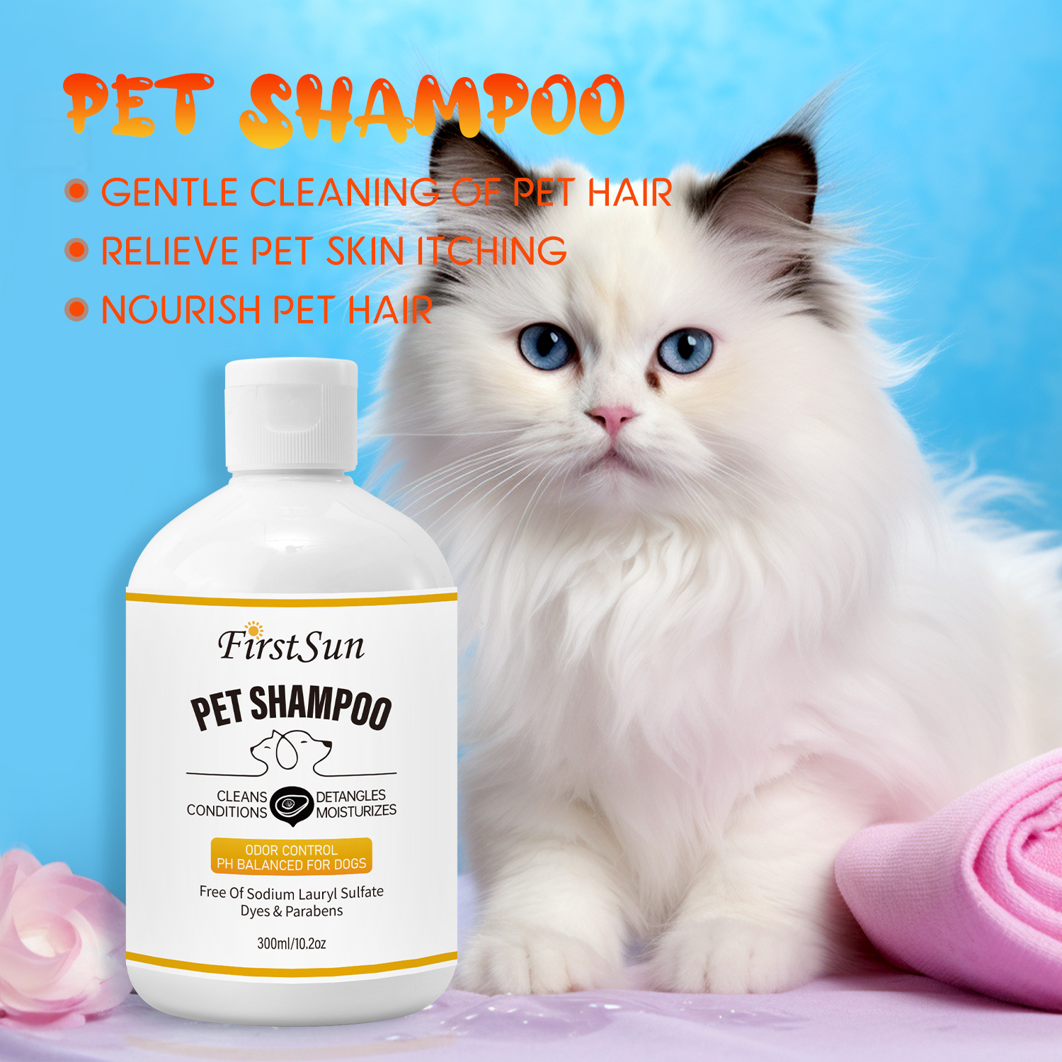 Pet Shampoo Gentle Cleansing Moisturizing Nourishing For Dogs And Cats Daily Coat And Skin Care 300ml
