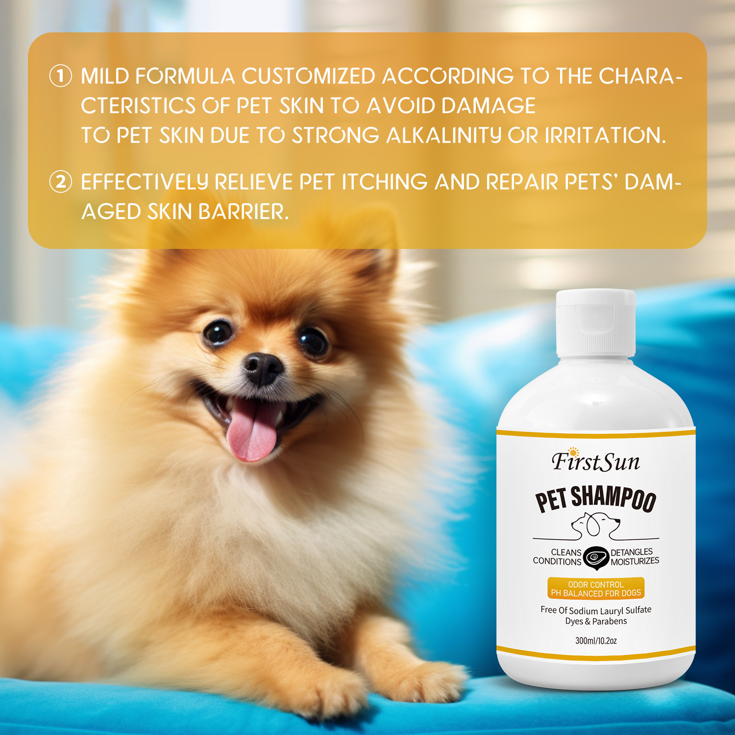 Pet Shampoo Gentle Cleansing Moisturizing Nourishing For Dogs And Cats Daily Coat And Skin Care 300ml
