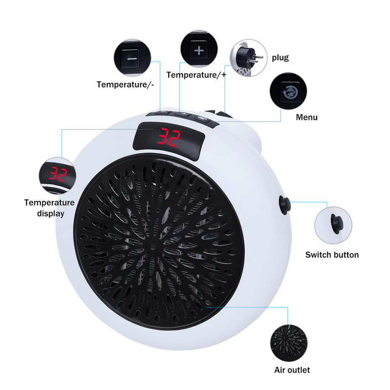 Mini Electric Heater Home Office Micro Heater Mini Smart Mini Heater Fan Heater Practical Wall-Outlet Powerful Warm Blower