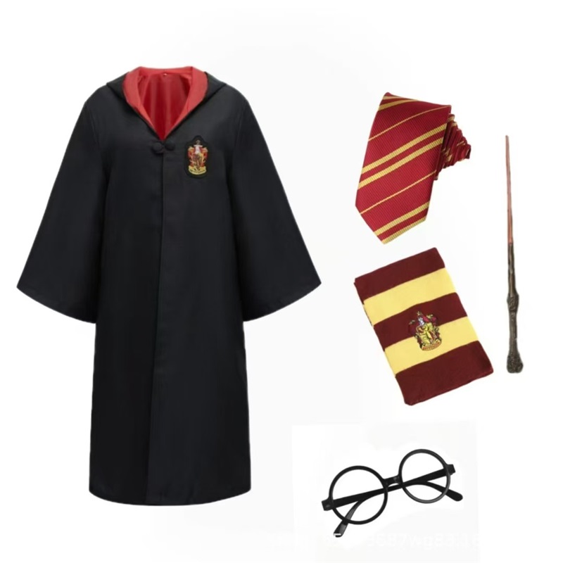 (L) Harry Potter Gryffindor Hermione College Outfit Cosplay Wizard Robe Halloween Cape Cloak