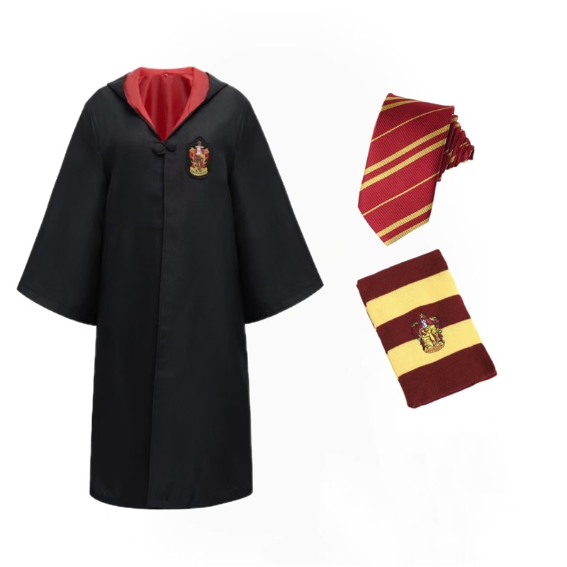 (XXL) Harry Potter Gryffindor Hermione College Outfit Cosplay Wizard Robe Halloween Cape Cloak