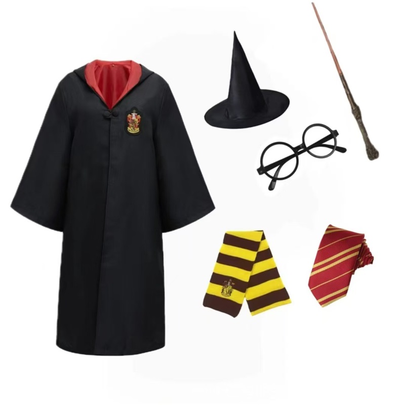 (L) Harry Potter Gryffindor Hermione College Outfit Cosplay Wizard Robe Halloween Cape Cloak