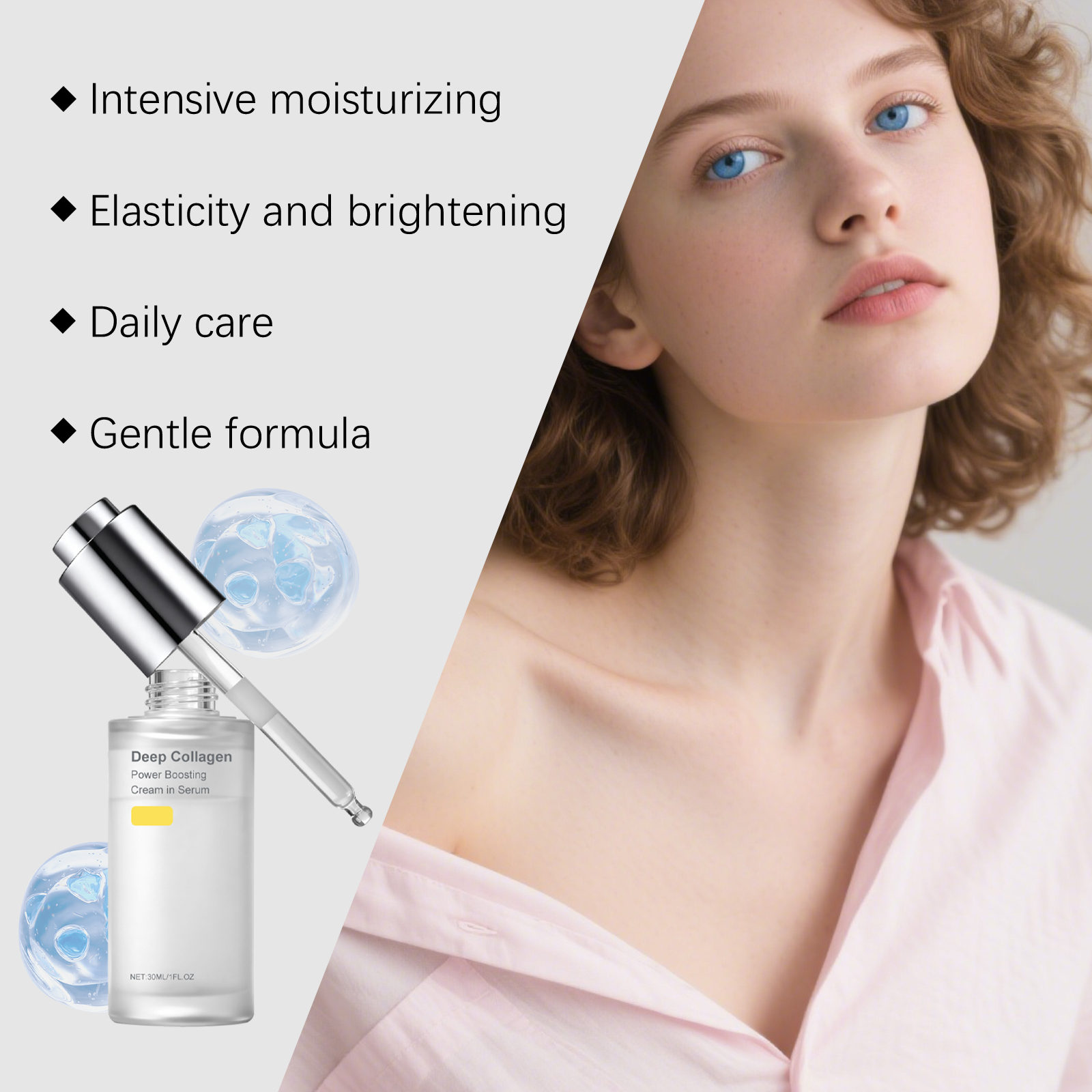 Collagen Moisturizing Essence Liquid Nourish Hydrate Facial Skin Elastic Soft Smooth Daily Care Serum Deep Gentle Mild Refreshing