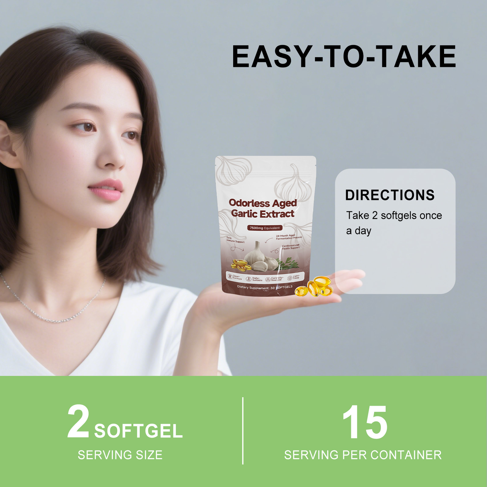 Garlic Extract Soft Capsules Care Body Boost Energy Daily Nutrition Dietary Supplement Balanced Diet