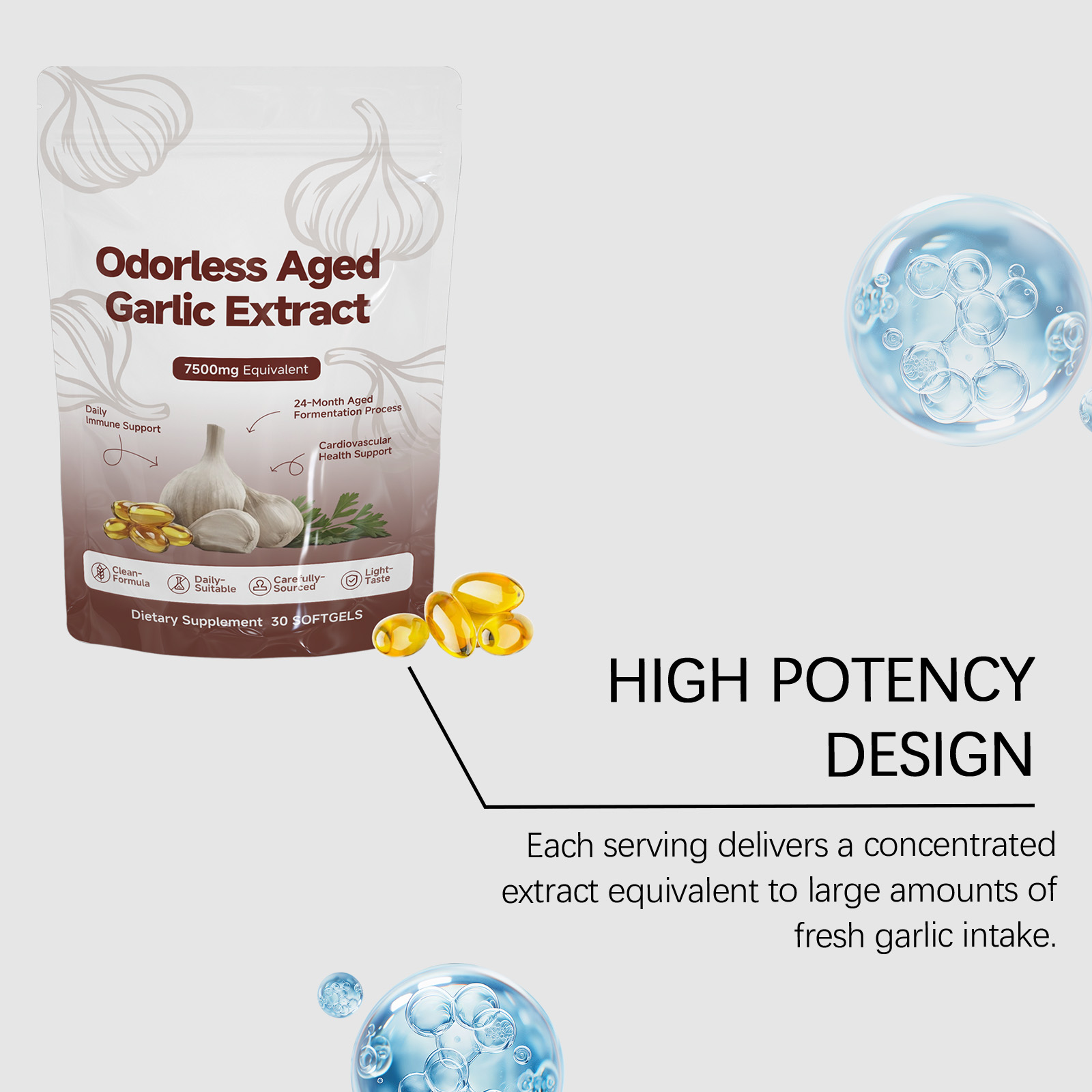 Garlic Extract Soft Capsules Care Body Boost Energy Daily Nutrition Dietary Supplement Balanced Diet