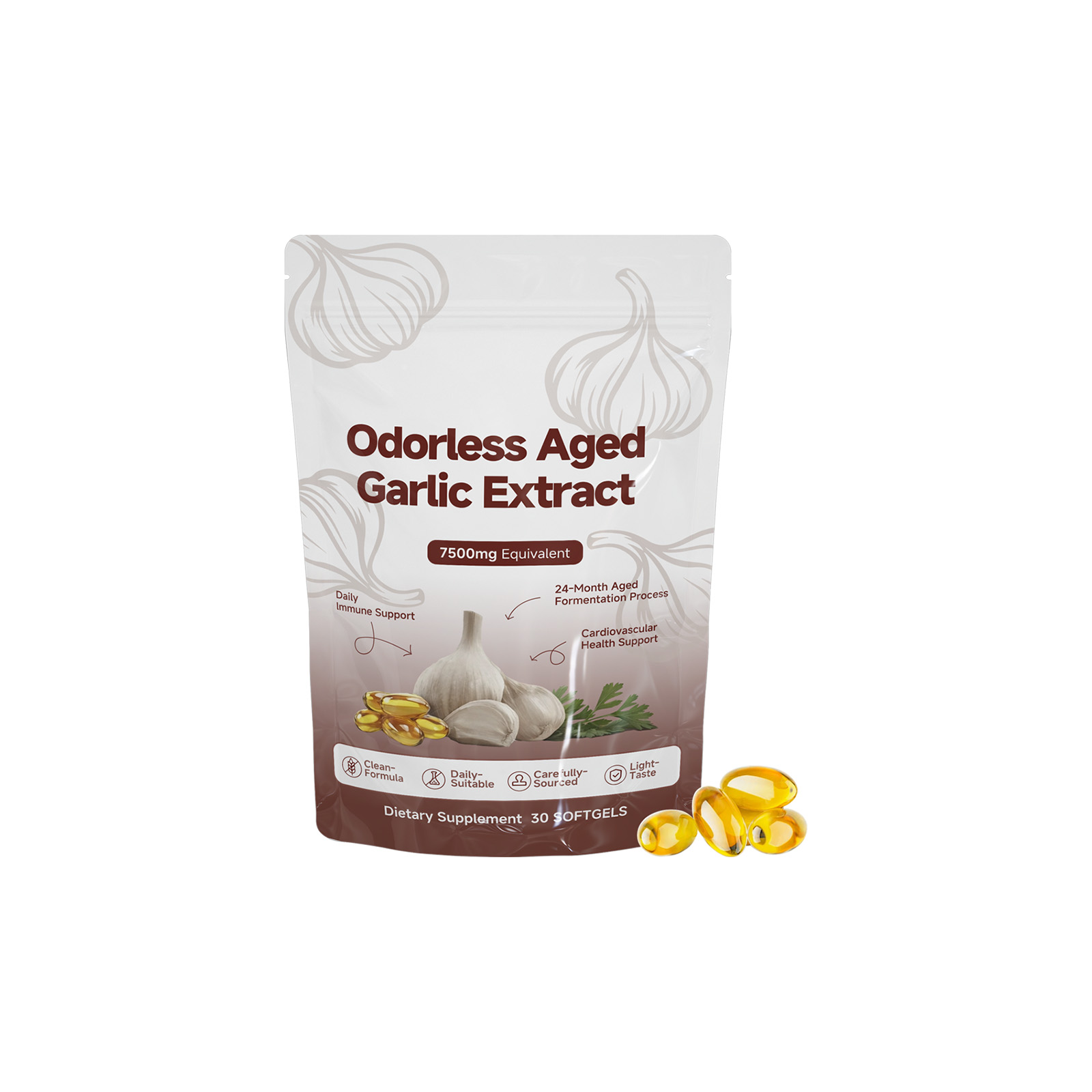 Garlic Extract Soft Capsules Care Body Boost Energy Daily Nutrition Dietary Supplement Balanced Diet