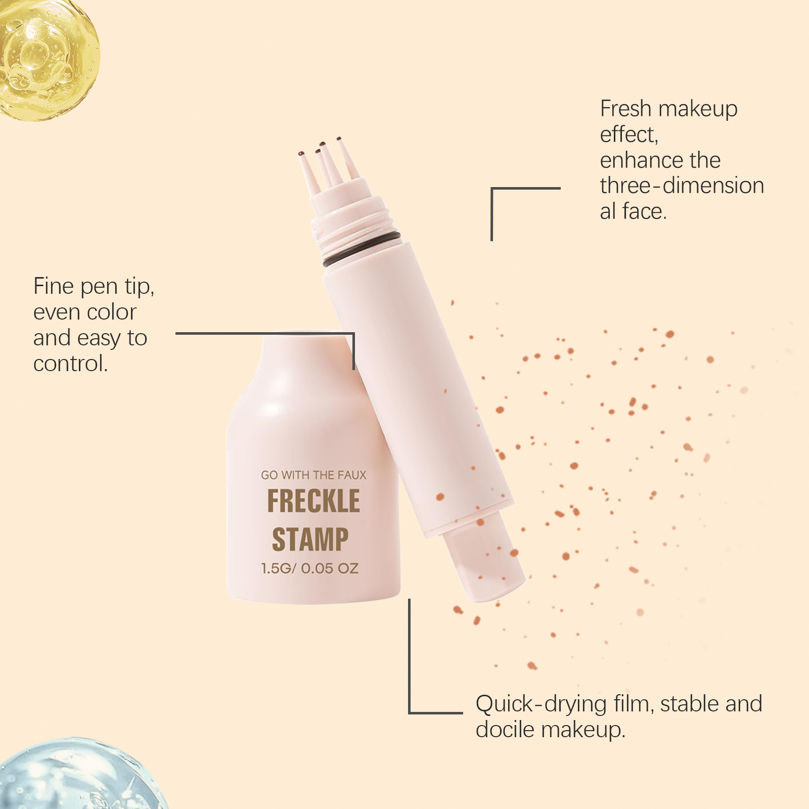 Brown Freckle Stamp Pen Waterproof Smooth Color Rendering Versatile Portable Create Creative European American Style Fake Freckle Makeup