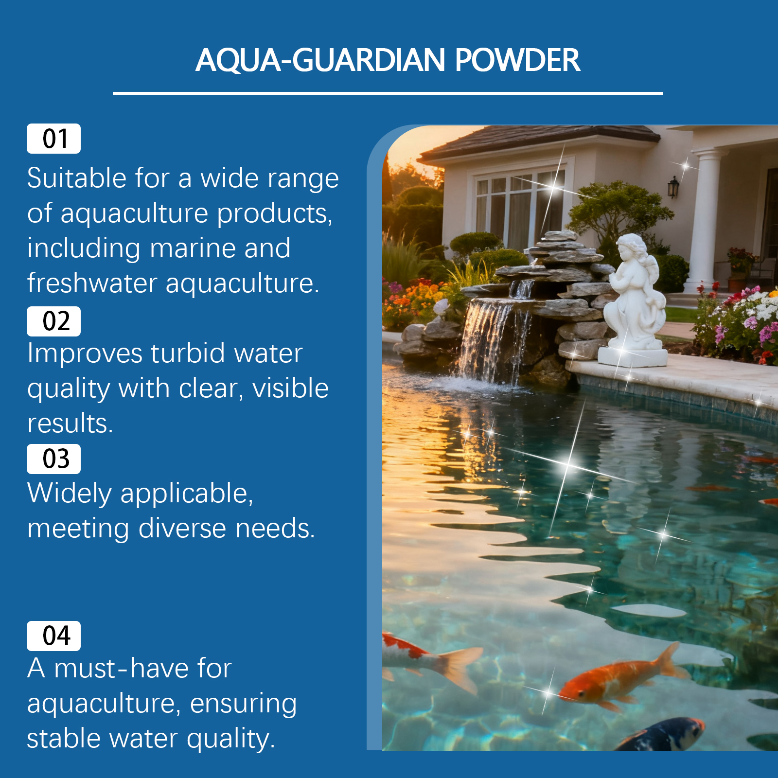 Water Clarifying Powder Fast Acting Universal Multi Species Aquaculture Supply For Fresh And Salt Water Farming