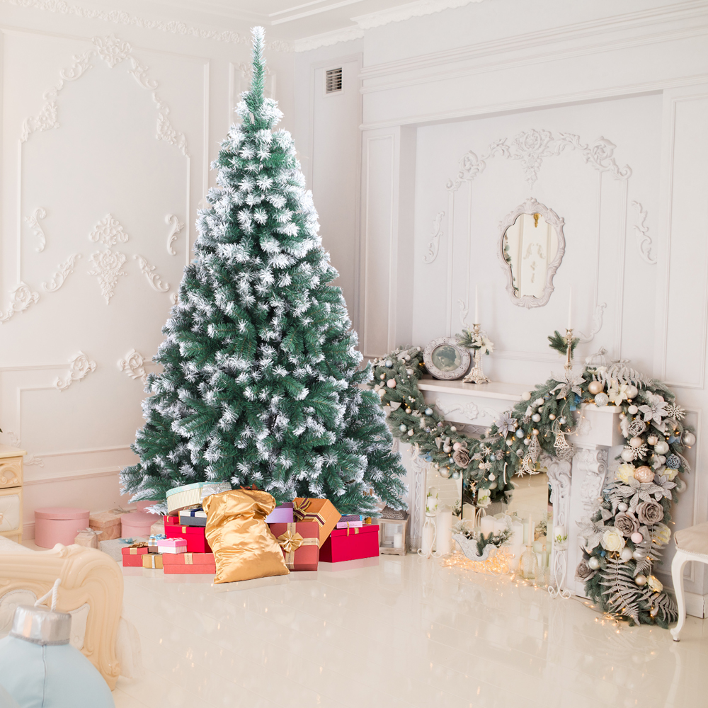 Home Pre-Lit Natural Snowy Christmas Tree - 6ft