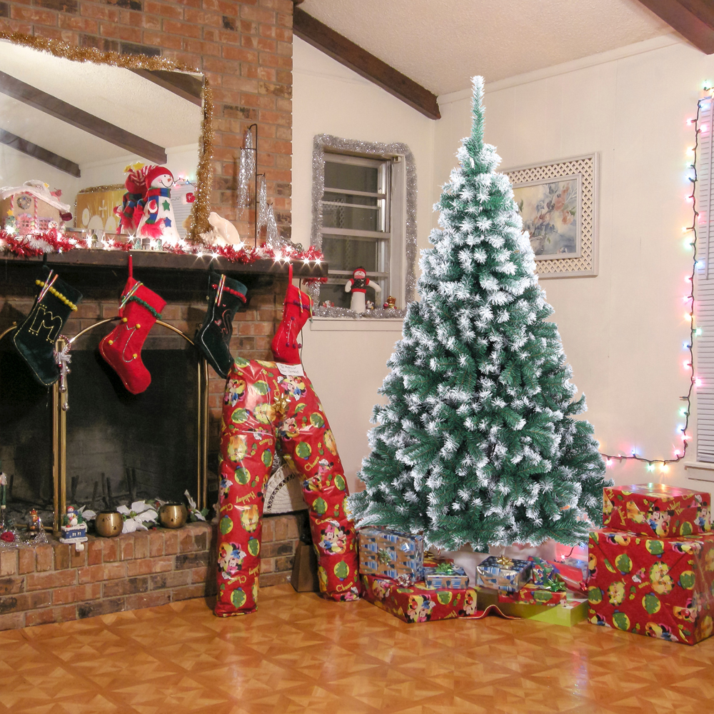 Home Pre-Lit Natural Snowy Christmas Tree - 6ft