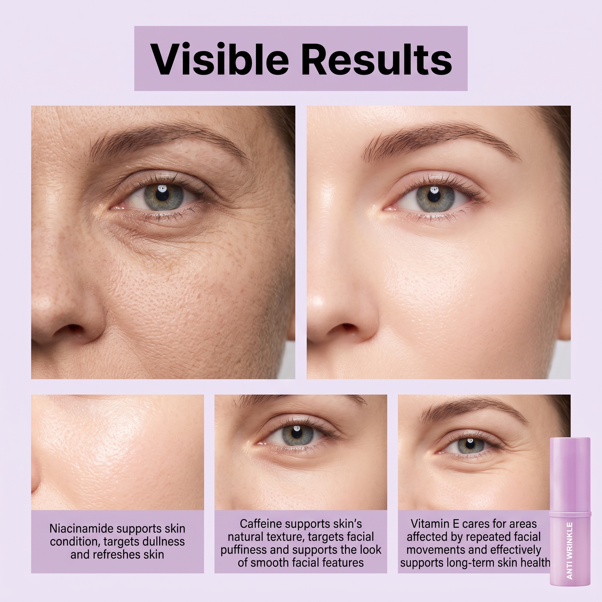 Moisturizing Purple Stick Mild Ingredients Nourish Facial Eye Skin Tender Refreshing Brightening Skincare Rod
