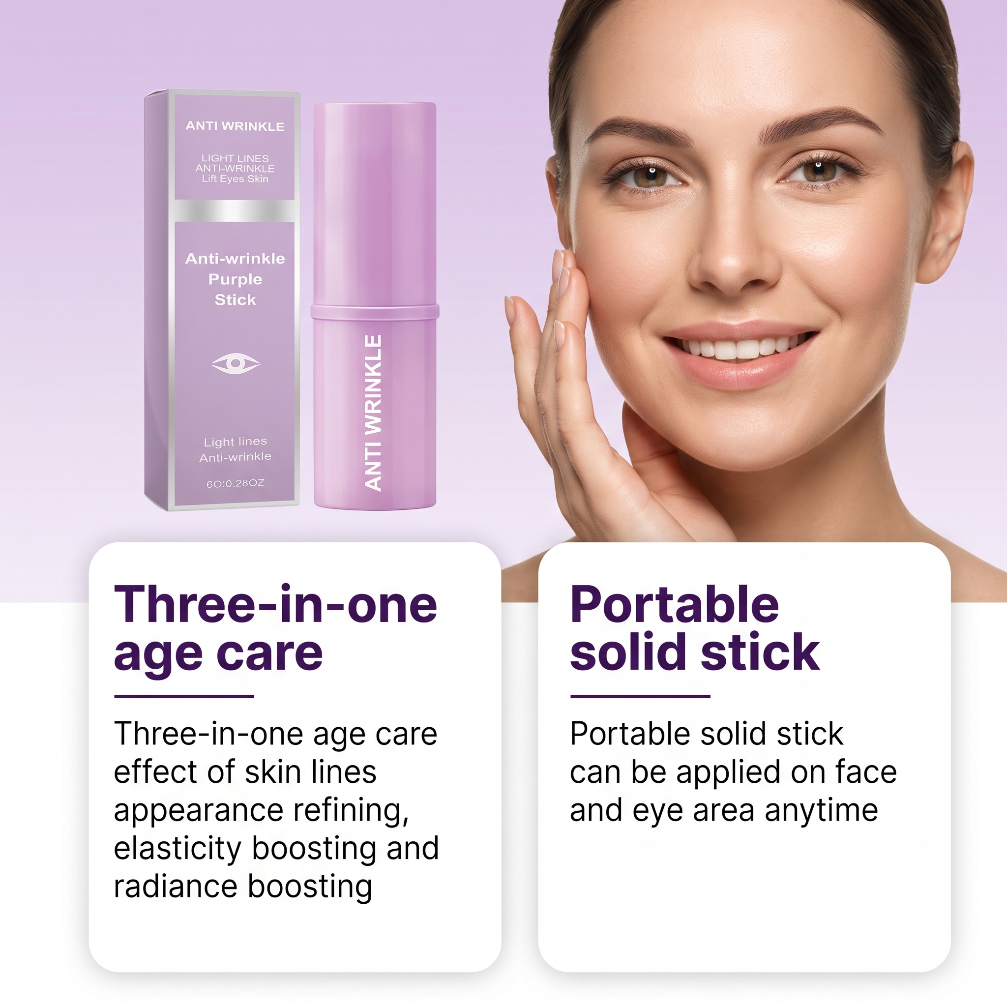 Moisturizing Purple Stick Mild Ingredients Nourish Facial Eye Skin Tender Refreshing Brightening Skincare Rod