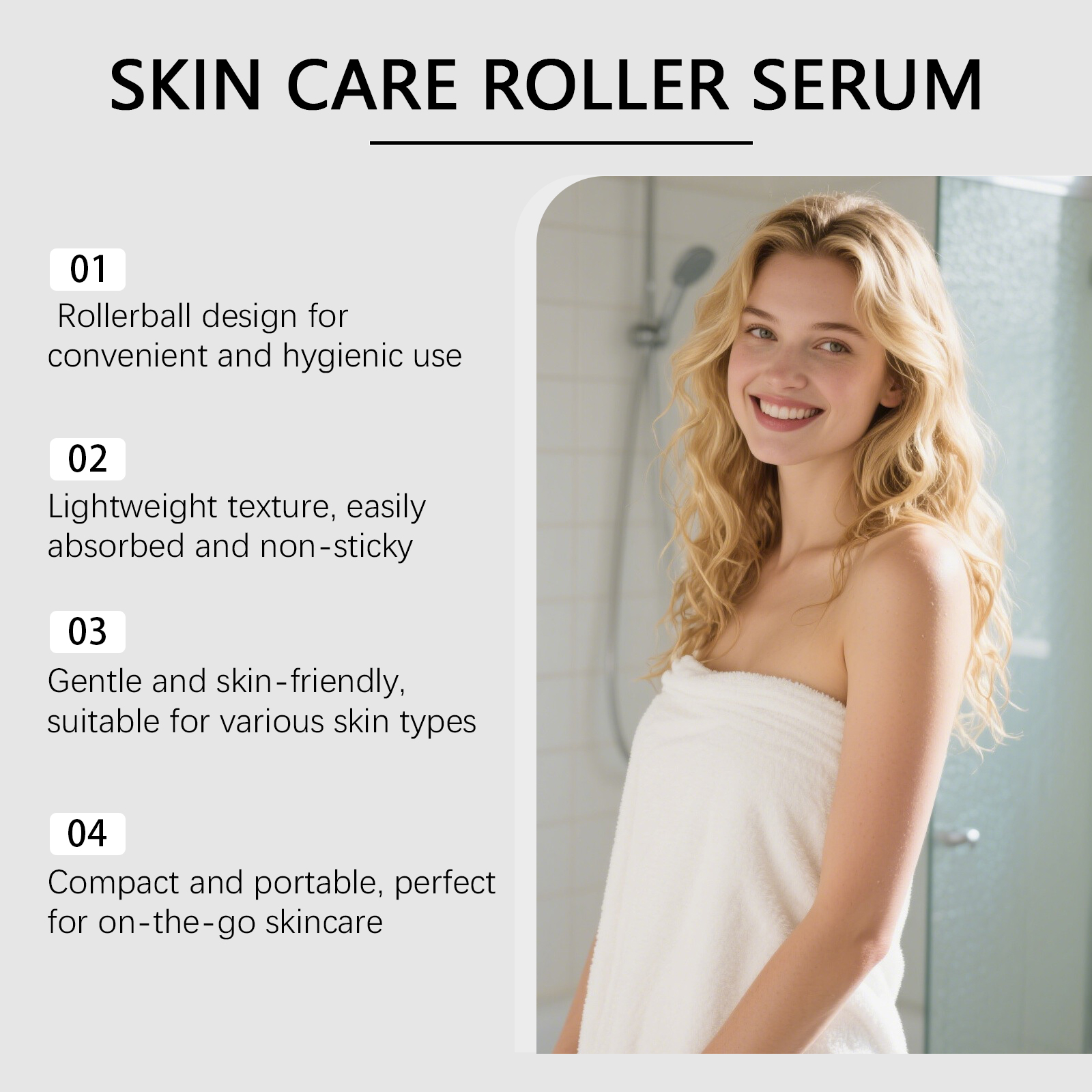 Castor Oil Care Roller Essence Mild Moisturizing Body Skin Hydrating Daily Care Serum